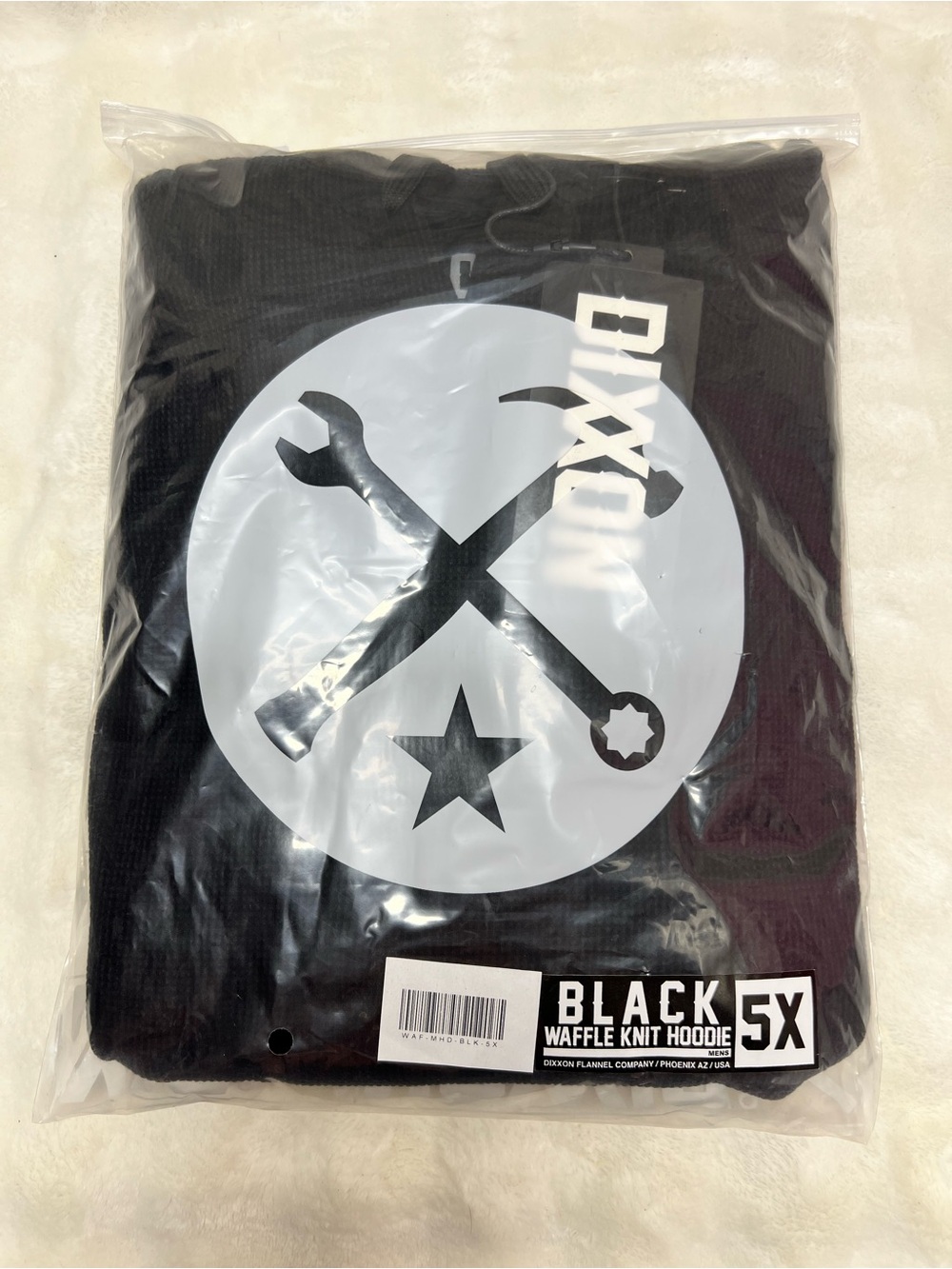 DIXXON Black Waffle Knit Hoodie - Men's 5XL